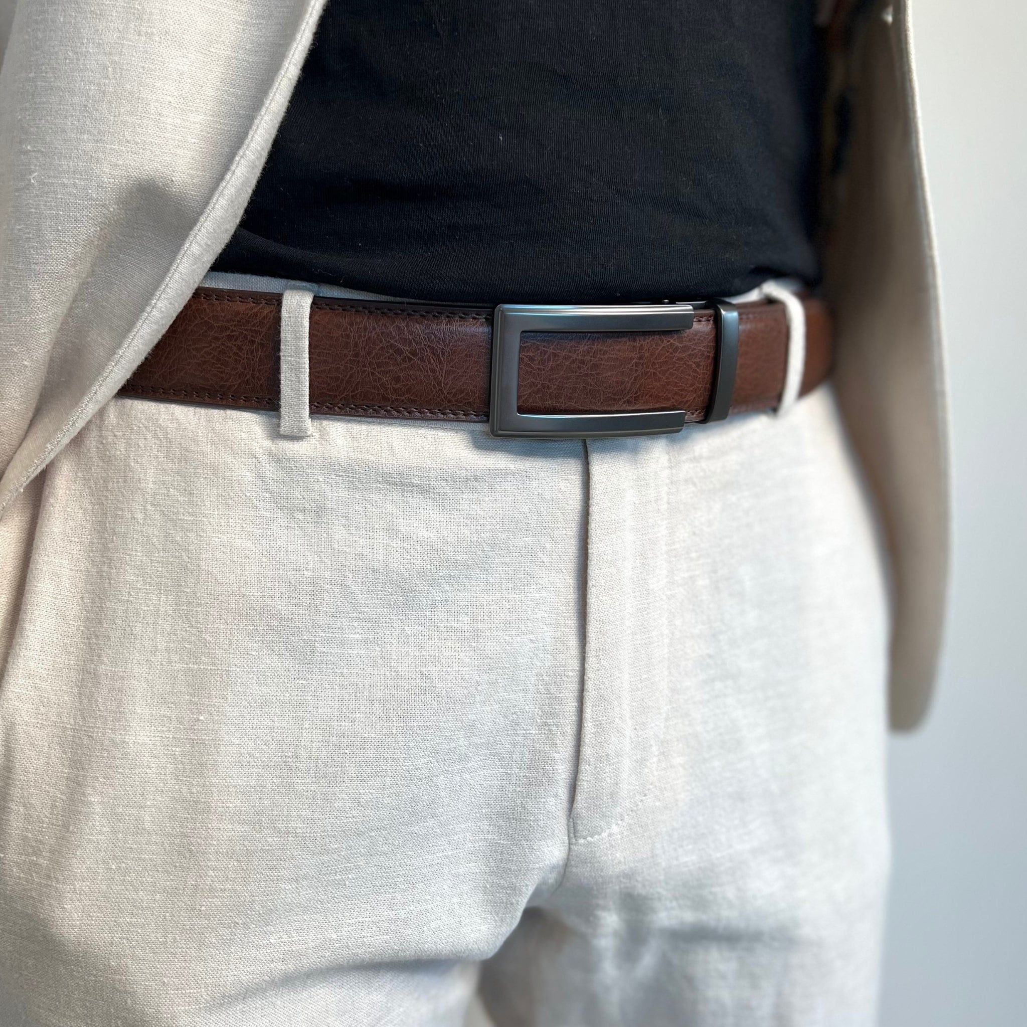 Läderbälte utan hål med personlig gravyr