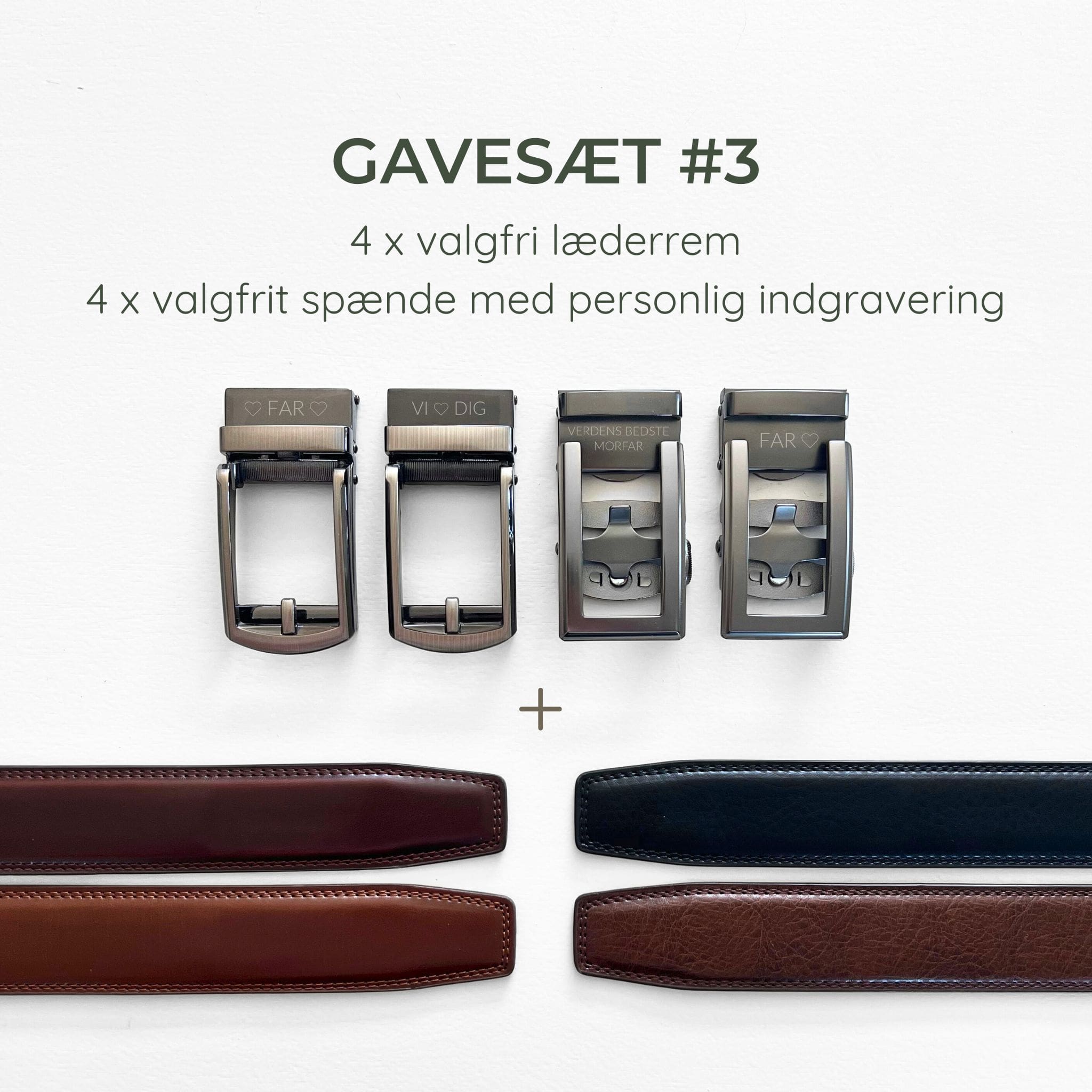 PRESENTSET #3 – 4 x Läderbälte med personlig gravyr