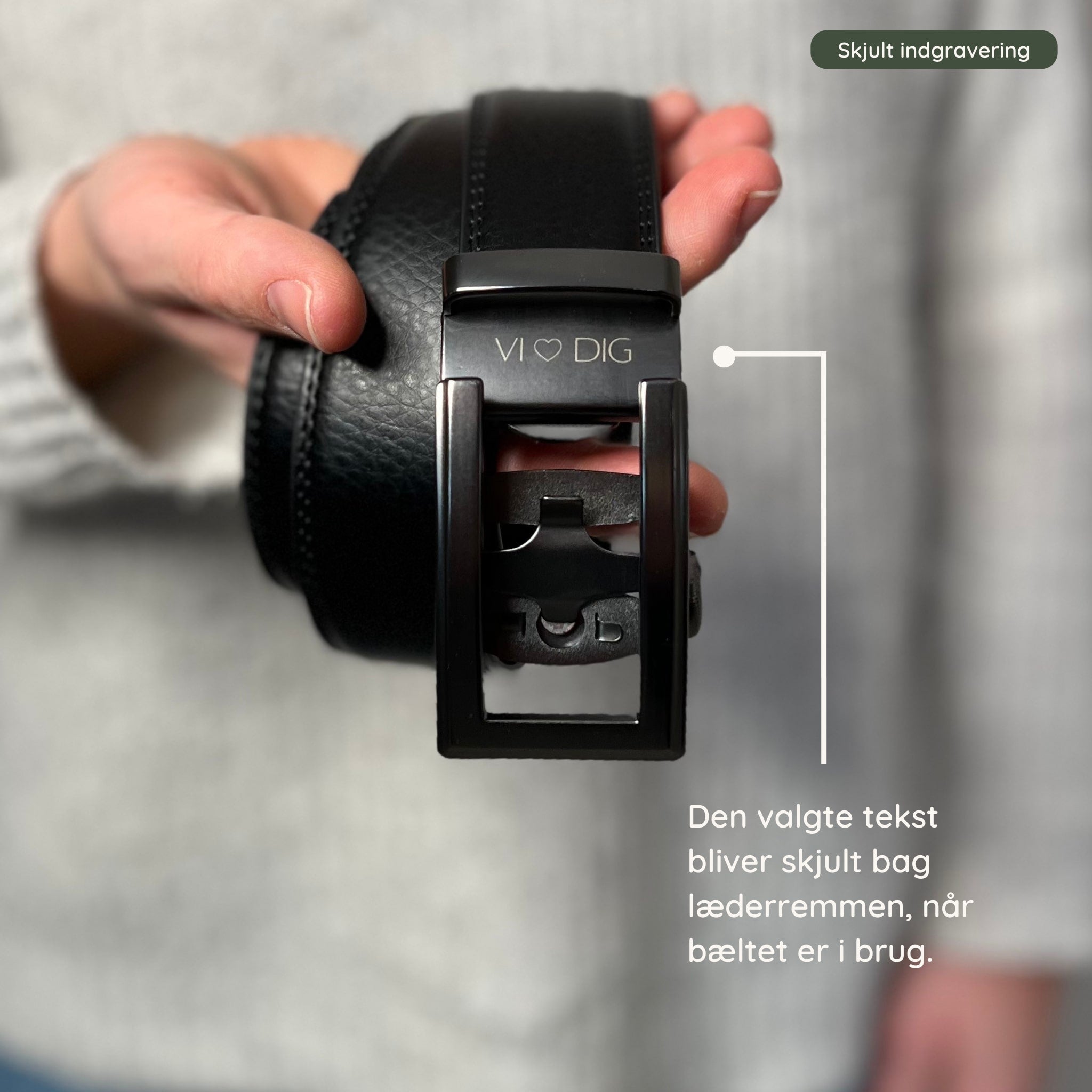 Läderbälte utan hål med personlig gravyr