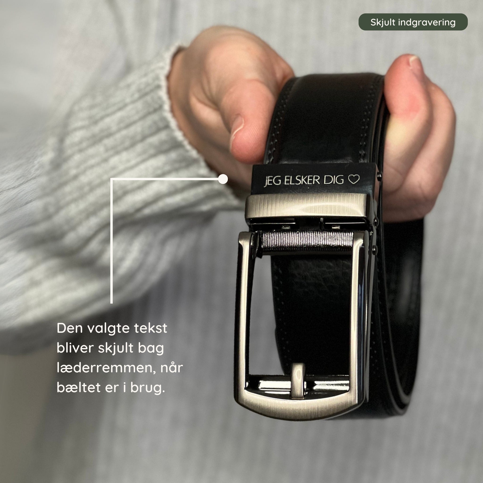 PRESENTSET #1 – 1 x Läderbälte med personlig gravyr