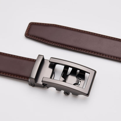 Mörkbrunt läderbälte utan hål