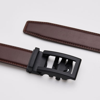Mörkbrunt läderbälte utan hål