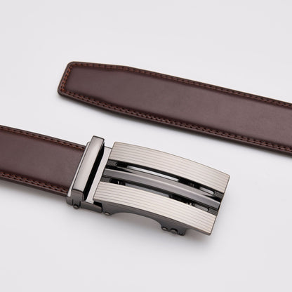 Mörkbrunt läderbälte utan hål