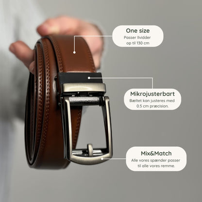 Cognacsfärgat läderbälte utan hål