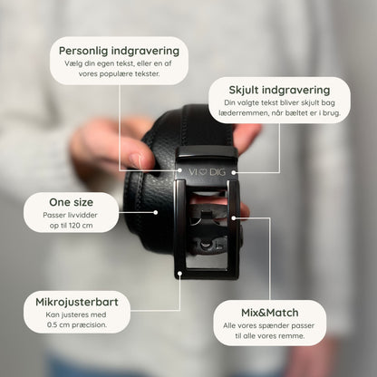 Läderbälte utan hål med personlig gravyr