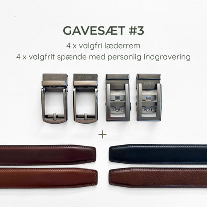 PRESENTSET #3 – 4 x Läderbälte med personlig gravyr