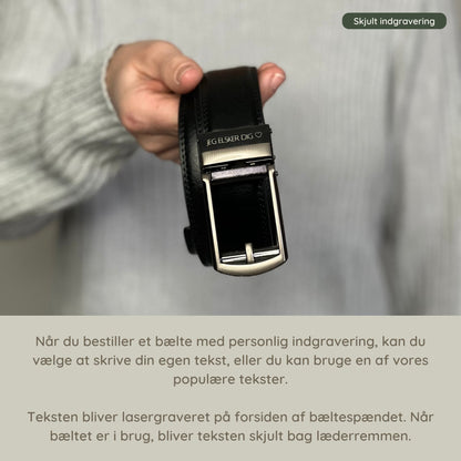Läderbälte utan hål med personlig gravyr